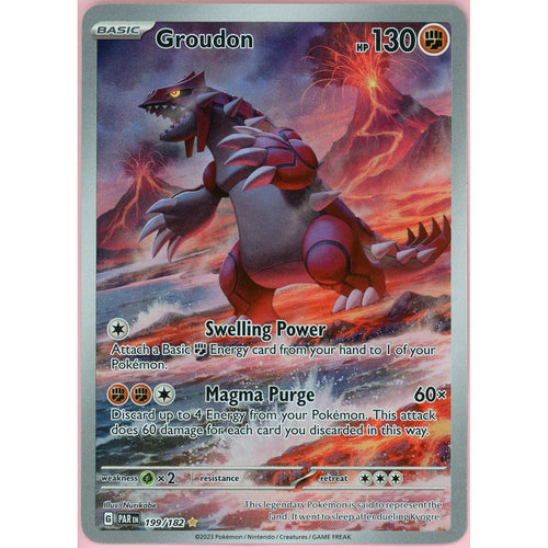 Pokemon Single: Groudon 199/182 Paradox Rift (2023) IR NM