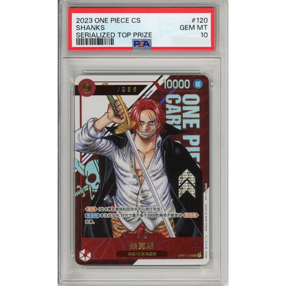 One Piece Graded: Shanks OP01-120 Serialized Top Prize PSA 10