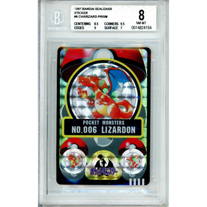 Pokemon Graded: Charizard #6 Bandai Sealdass Sticker (1997) Prism Holo Beckett 8