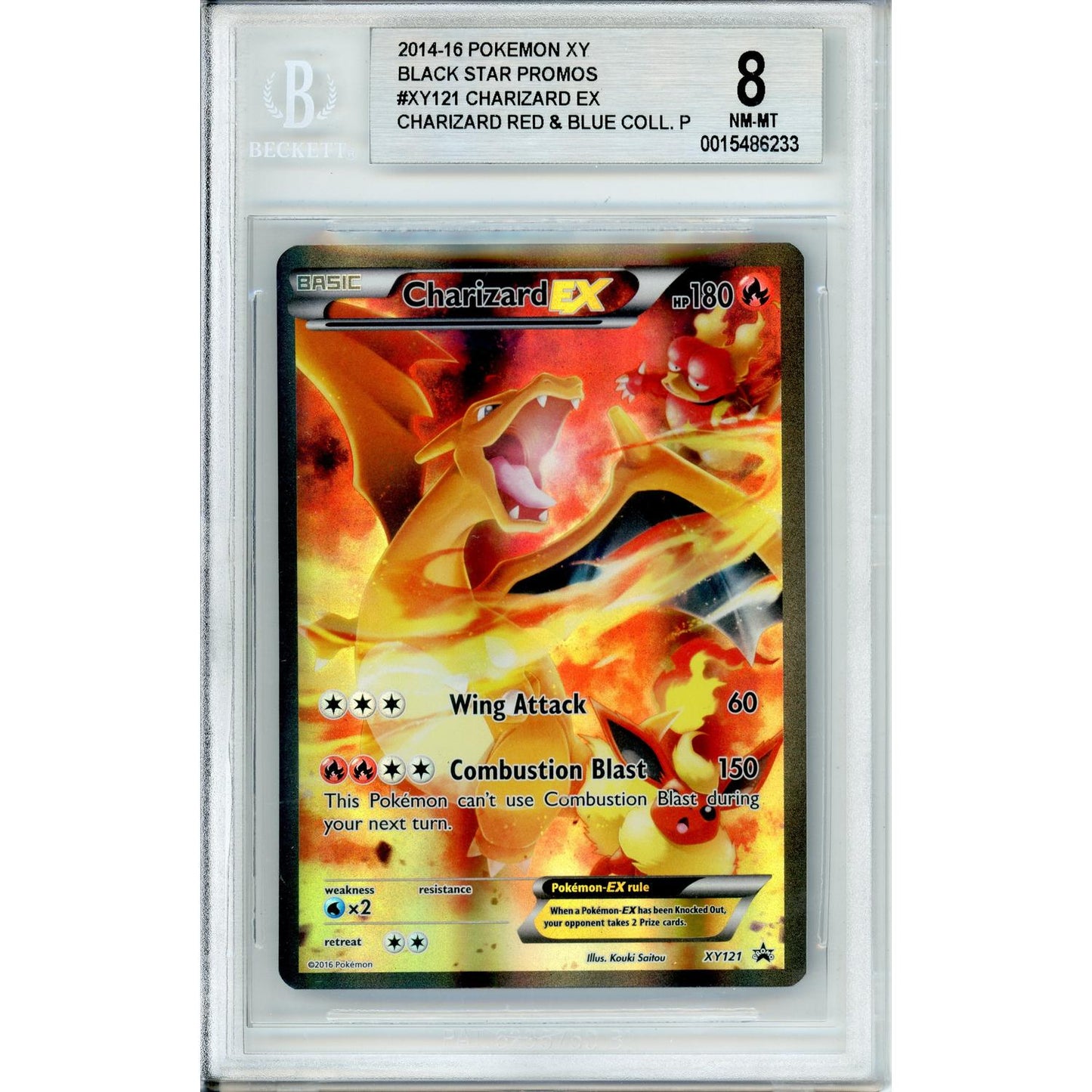 Pokemon Graded: Charizard EX #XY121 Red & Blue Collection (2016) Beckett 8