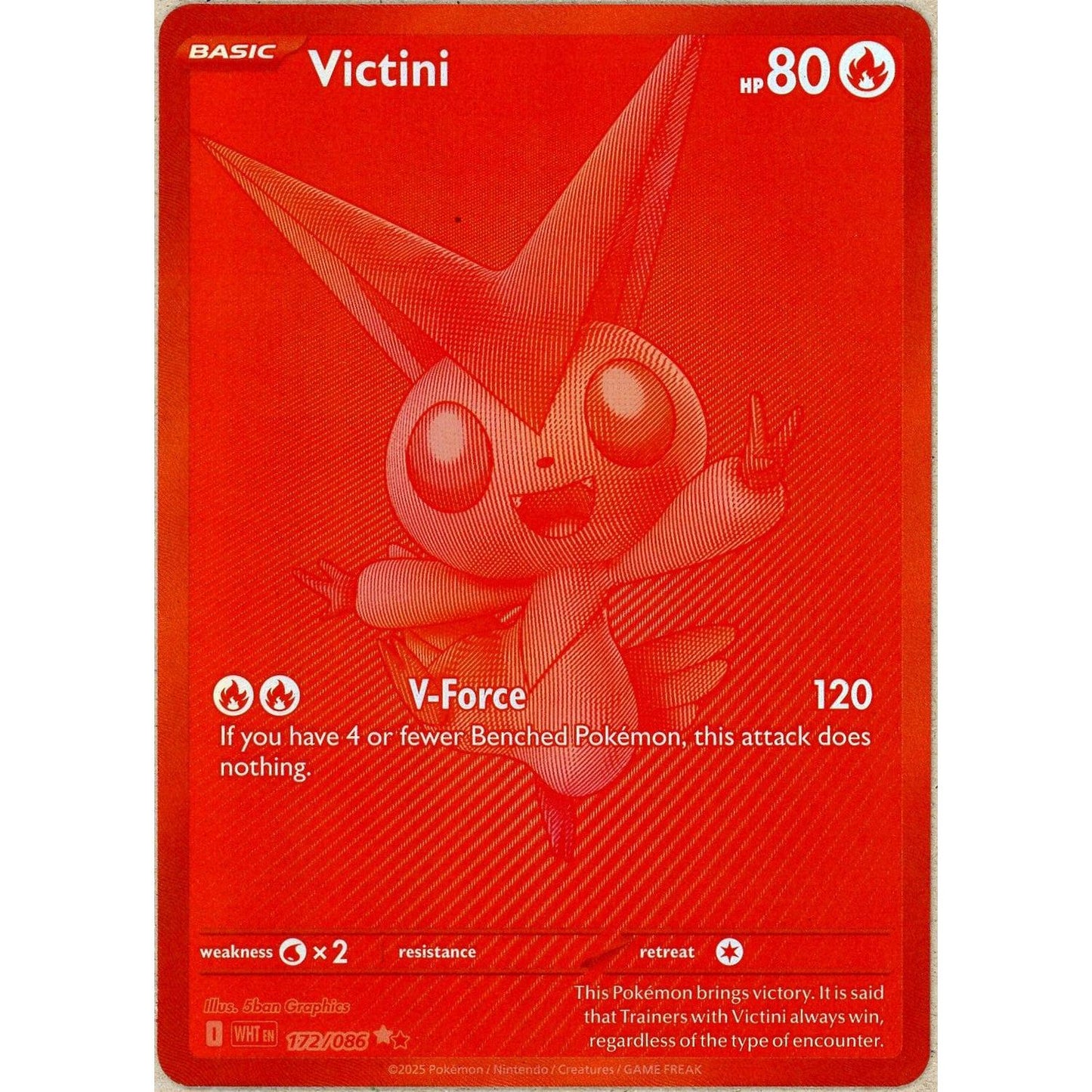 Pokemon Single: Victini 172/86 White Flare (2025) Red Monochrome NM