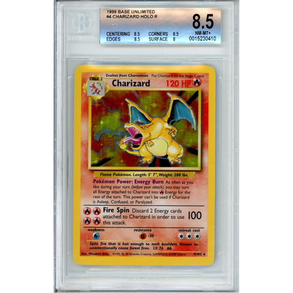 Pokemon Graded: Charizard 4/102 Base Set (1999) Beckett 8.5