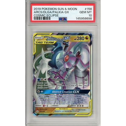 Pokemon Graded: Arceus & Dialga & Palkia GX 156/236 Cosmic Eclipse (2019) Holo PSA 10