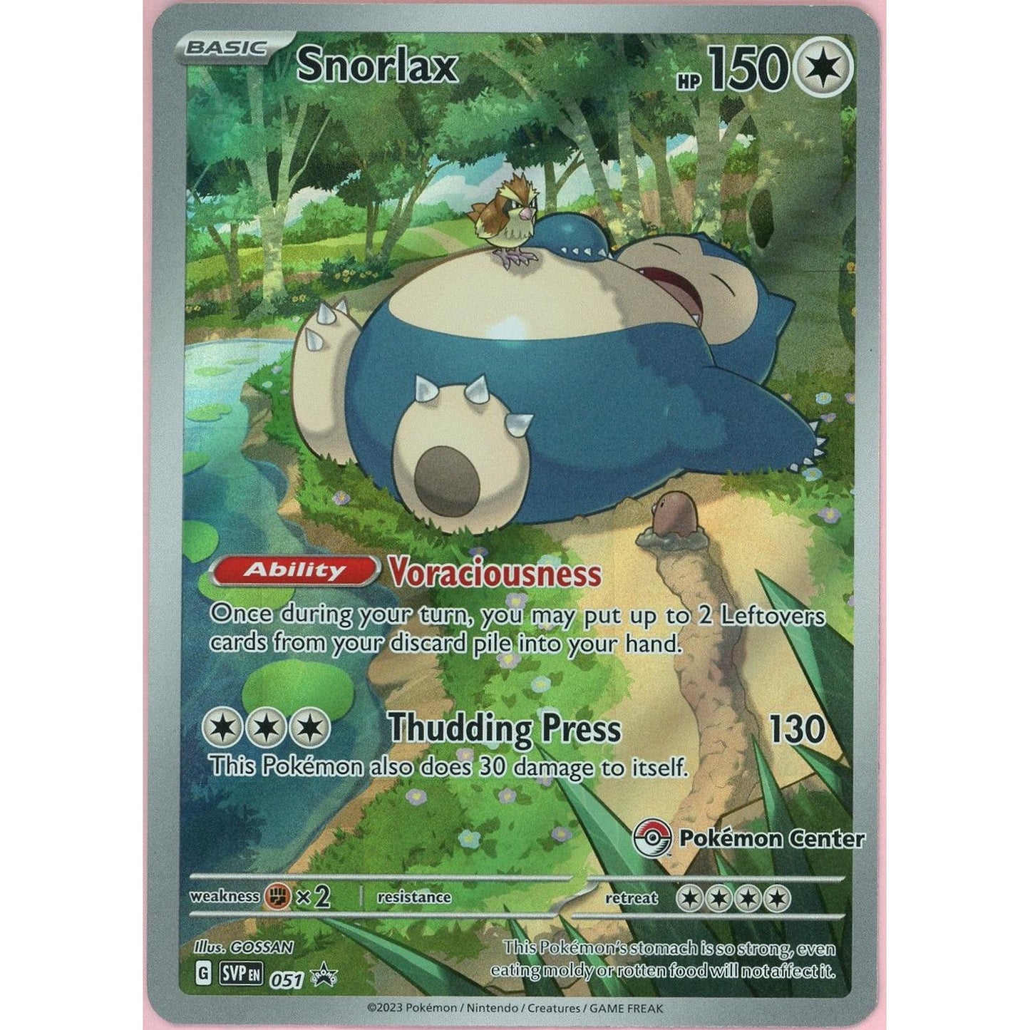 Pokemon Single: Snorlax #51 Scarlet & Violet 151 Pokemon Center ETB Promo (2023) Holo NM