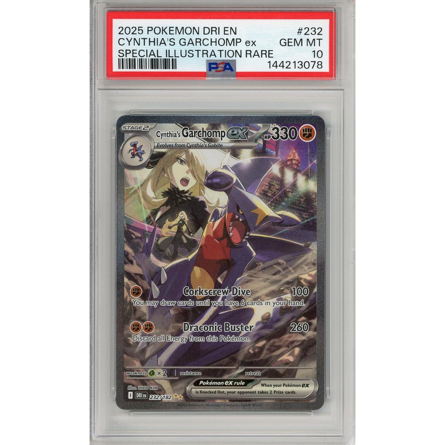 Pokemon Graded: Cynthia's Garchomp ex 232/182 Destined Rivals (2025) SIR PSA 10
