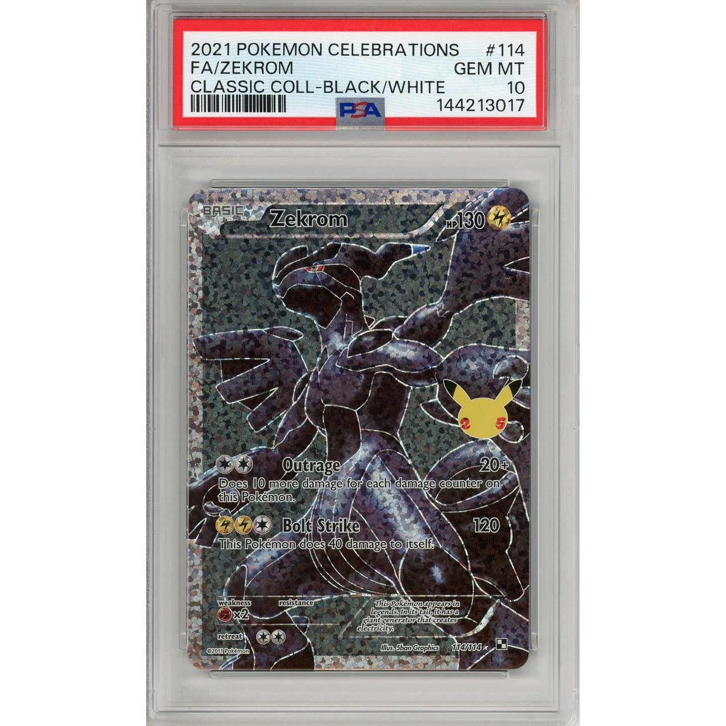 Pokemon Graded: Zekrom 114/114 Classic Collection Celebrations (2021) Full Art PSA 10