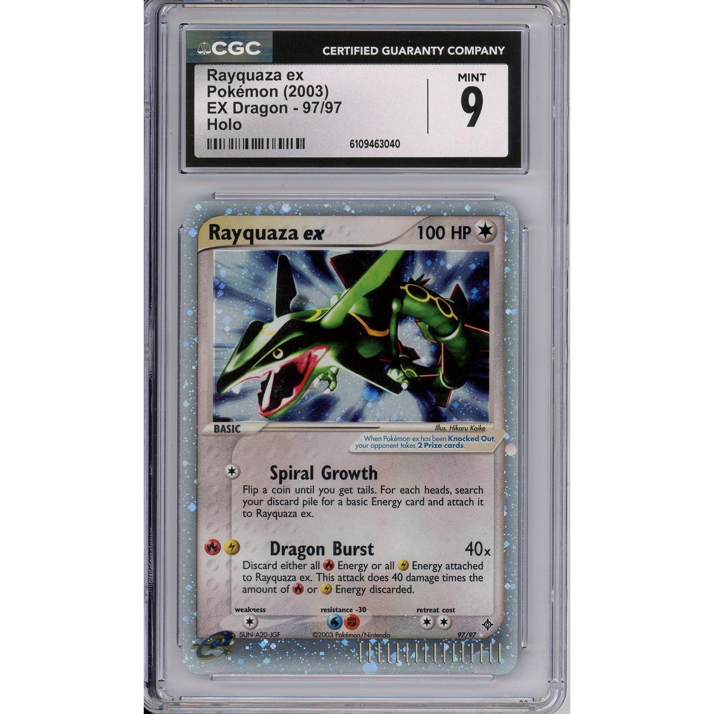 Pokemon Graded: Rayquaza ex 97/97 EX Dragon (2003) Holo CGC 9