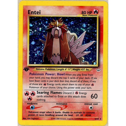 Pokemon Single: Entei 1st Edition 6/64 Neo Revelation (2000) Holo LP
