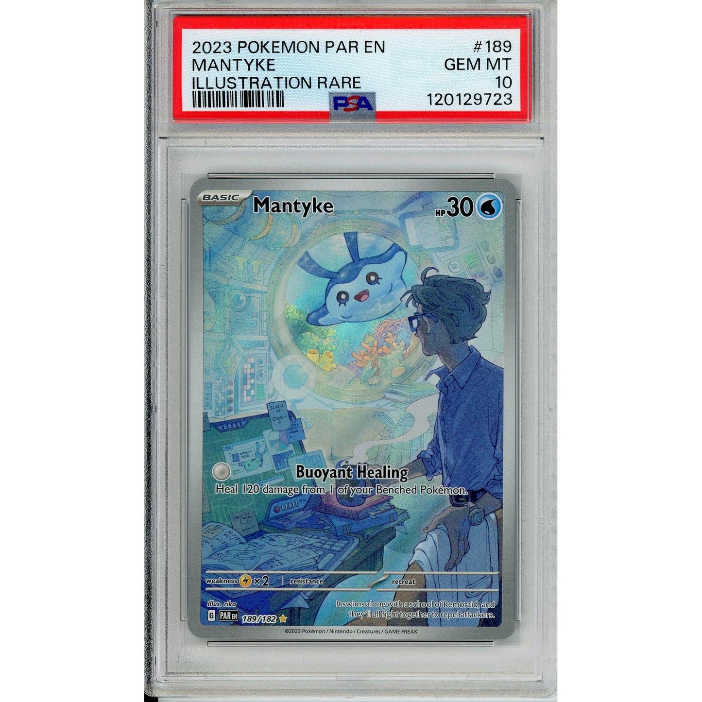 Pokemon Graded: Mantyke 189/182 Paradox Rift (2023) IR PSA 10