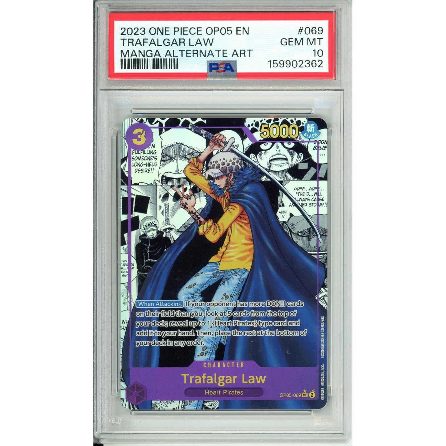 One Piece Graded: Trafalgar Law Manga Alt Art OP05-069 PSA 10