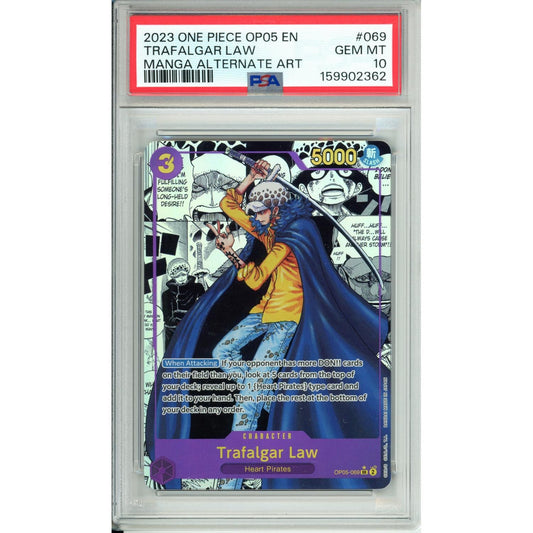 One Piece Graded: Trafalgar Law Manga Alt Art OP05-069 PSA 10