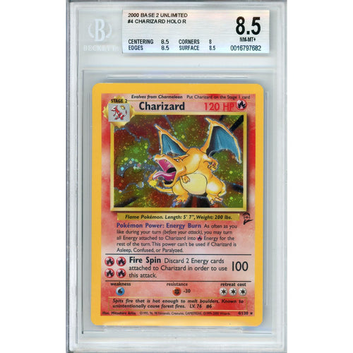 Pokemon Graded: Charizard 4/130 Base Set 2 (2000) Beckett 8.5
