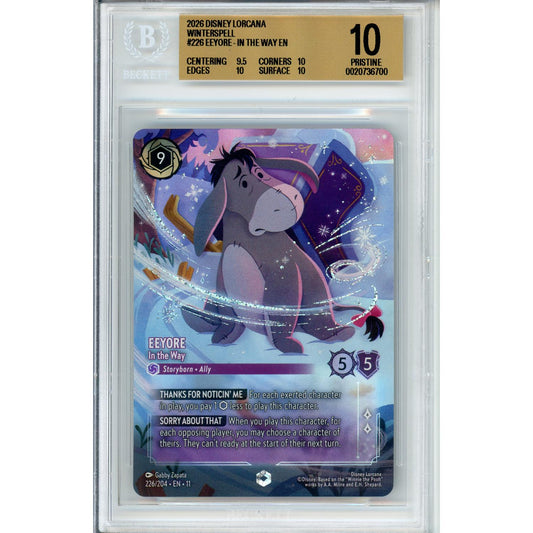 Lorcana Graded: Eeyore In the Way 226/204 Winterspell (2026) Beckett 10