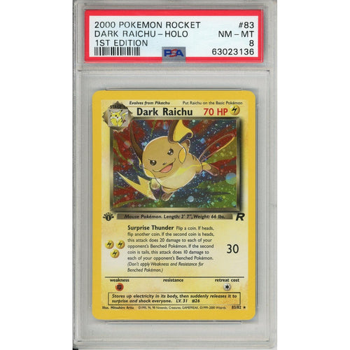 Pokemon Graded: Dark Raichu 1st Edition 83/82 Team Rocket (2000) Holo PSA 8