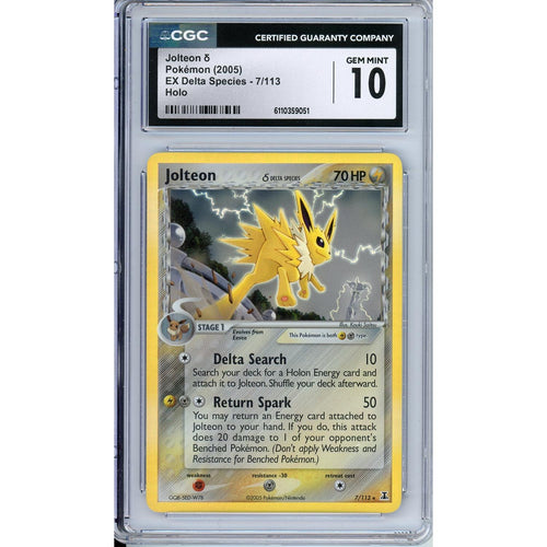 Pokemon Graded: Jolteon Delta Species 7/113 EX Delta Species (2005) Holo CGC 10