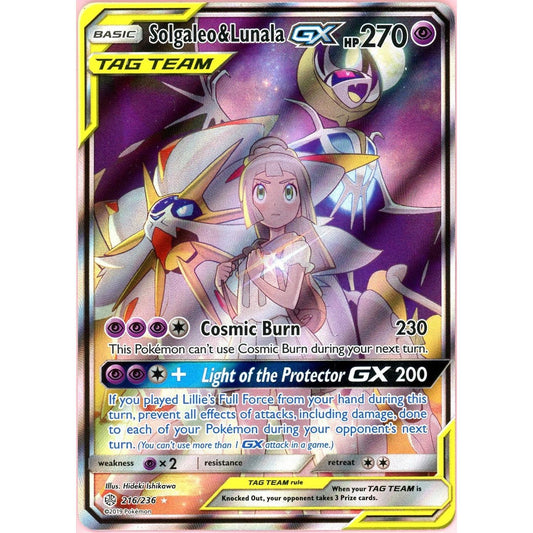 Pokemon Single: Solgaleo & Lunala GX 216/236 Cosmic Eclipse (2019) Full Art DMG