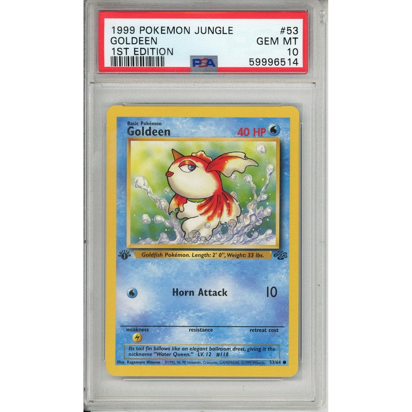 Pokemon Graded: Goldeen 1st Edition 53/64 Jungle (1999) PSA 10
