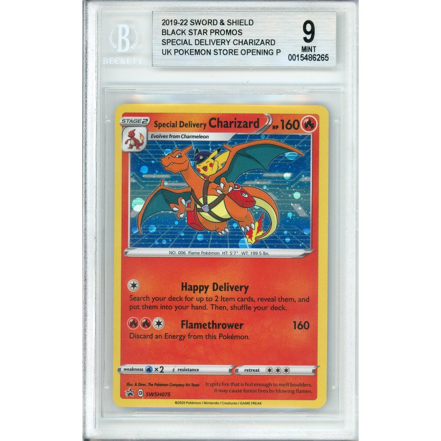 Pokemon Graded: Special Delivery Charizard #SWSH07 Holo Beckett 9
