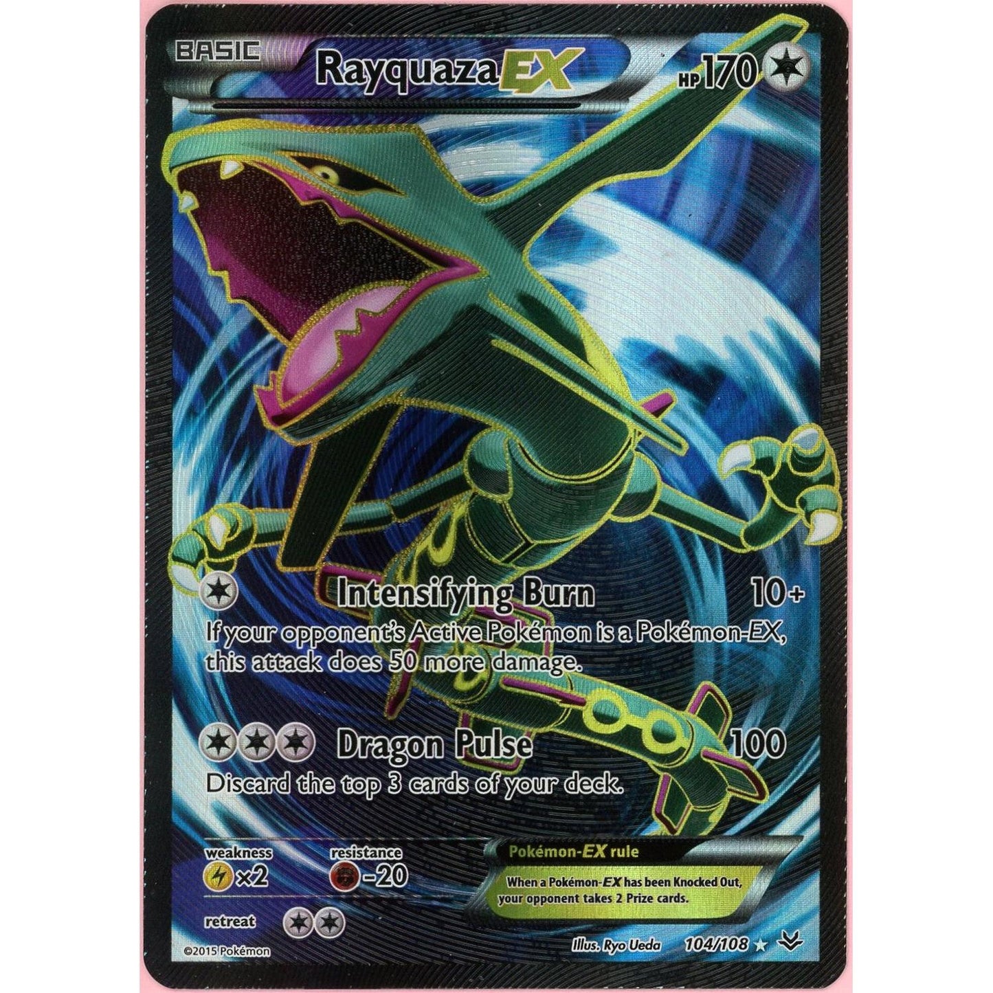 Pokemon Graded: Rayquaza EX 104/108 Roaring Skies (2015) Full Art NM