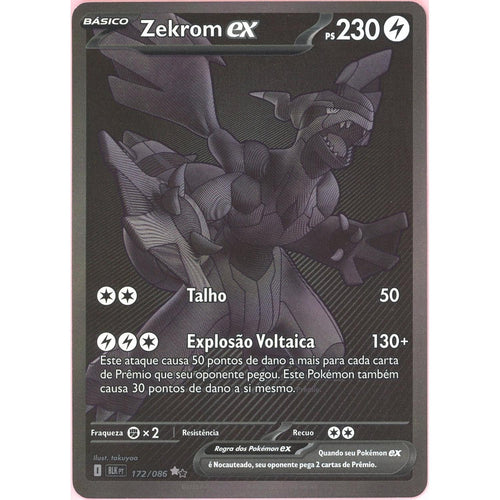 Pokemon Single: Portuguese Zekrom ex 172/86 Black Bolt (2025) Black Monochrome NM
