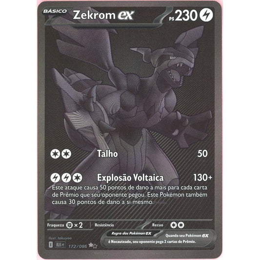 Pokemon Single: Portuguese Zekrom ex 172/86 Black Bolt (2025) Black Monochrome NM
