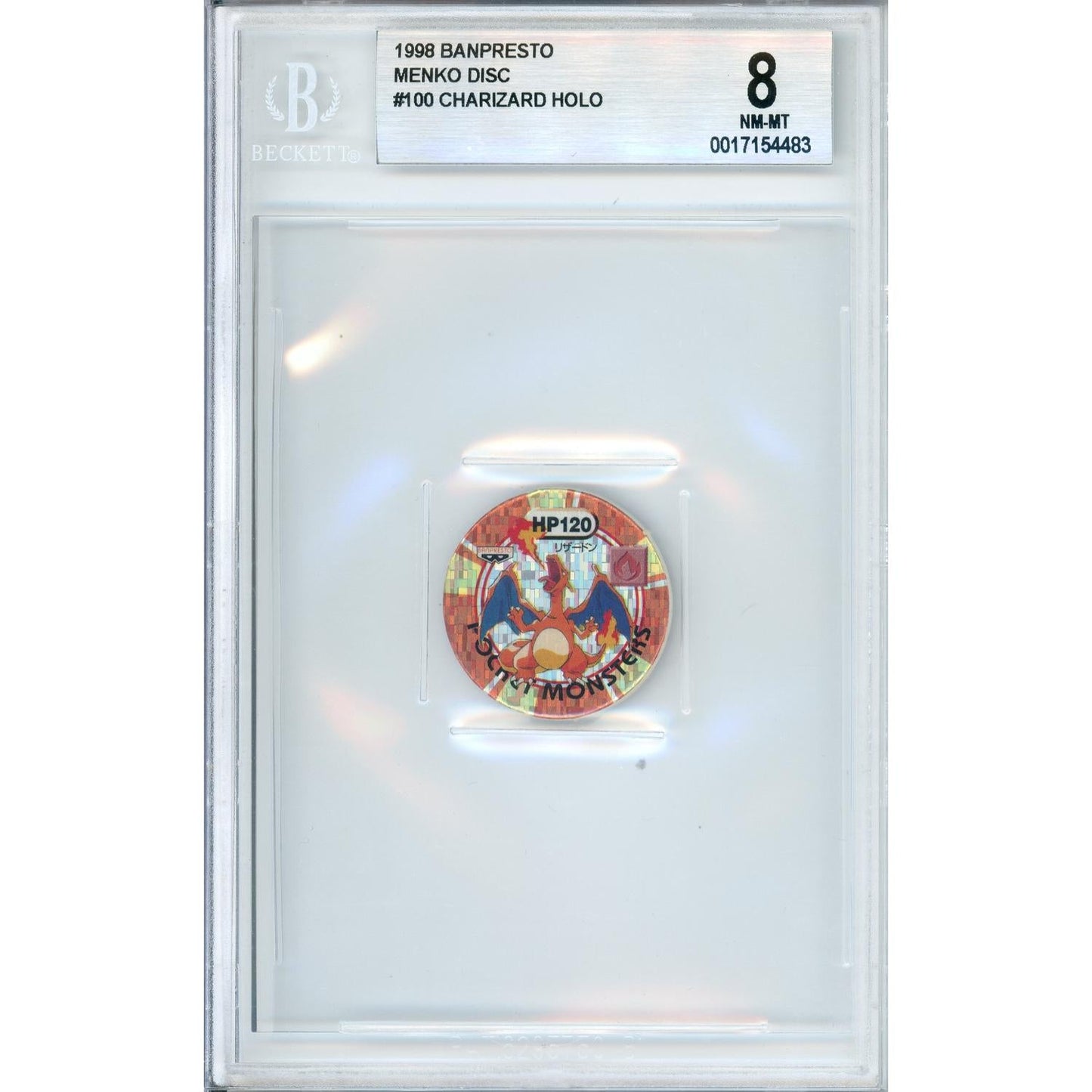 Pokemon Graded: Charizard #100 Banpresto Menko Disc (1998) Beckett 8