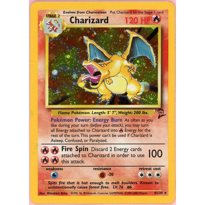 Pokemon Single: Charizard 4/130 Base Set 2 (2000) Holo MP