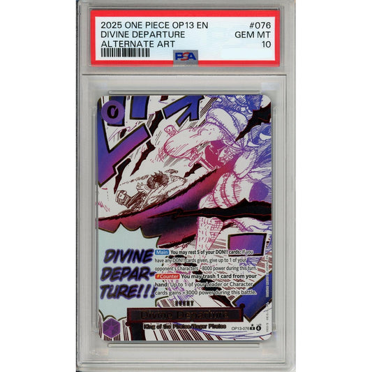 One Piece Graded: Divine Departure OP13-076 Carrying On His Will Alternate Art PSA 10