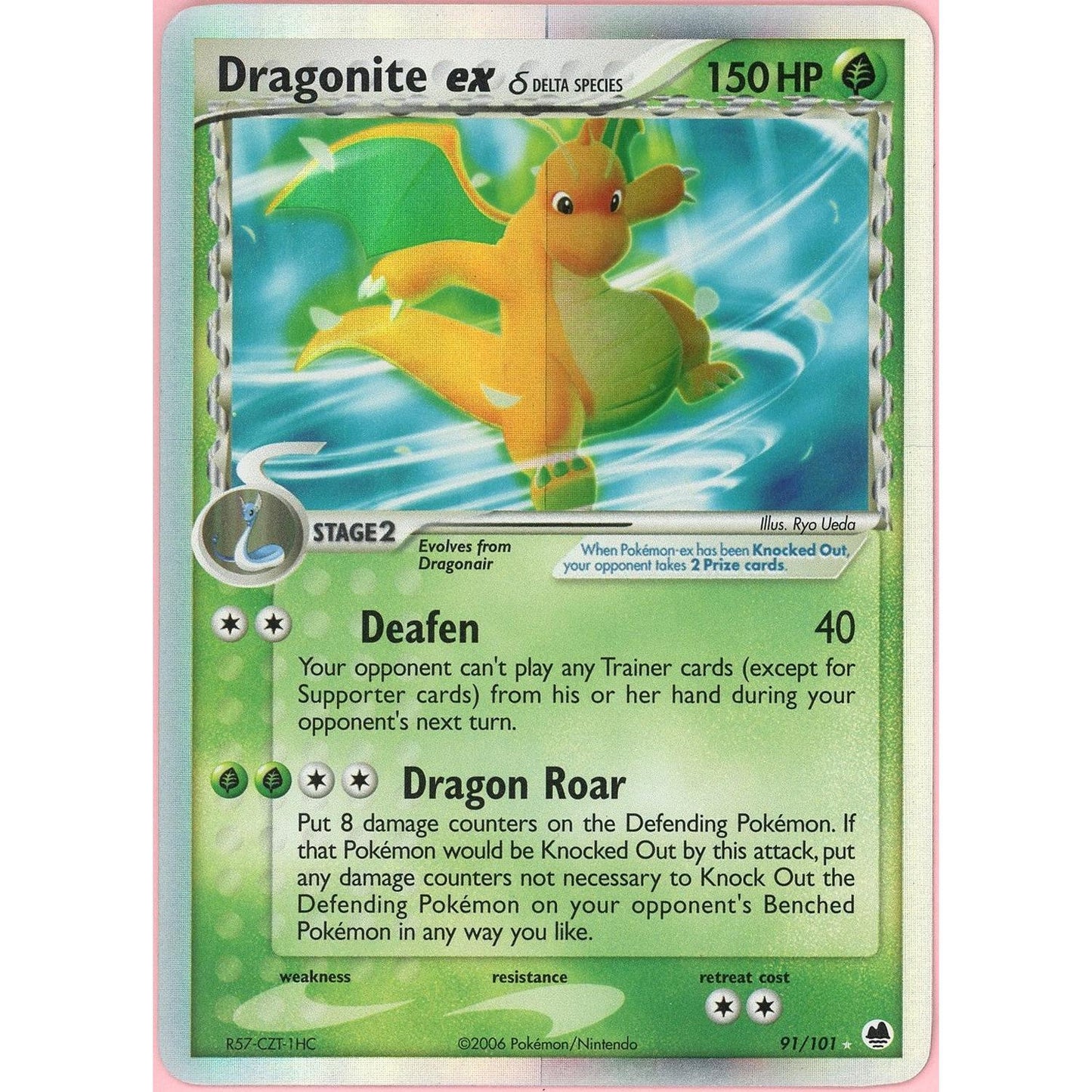 Pokemon Single: Dragonite ex 91/101 Delta Species Dragon Frontiers (2006) Holo LP