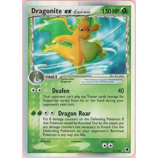 Pokemon Single: Dragonite ex 91/101 Delta Species Dragon Frontiers (2006) Holo LP