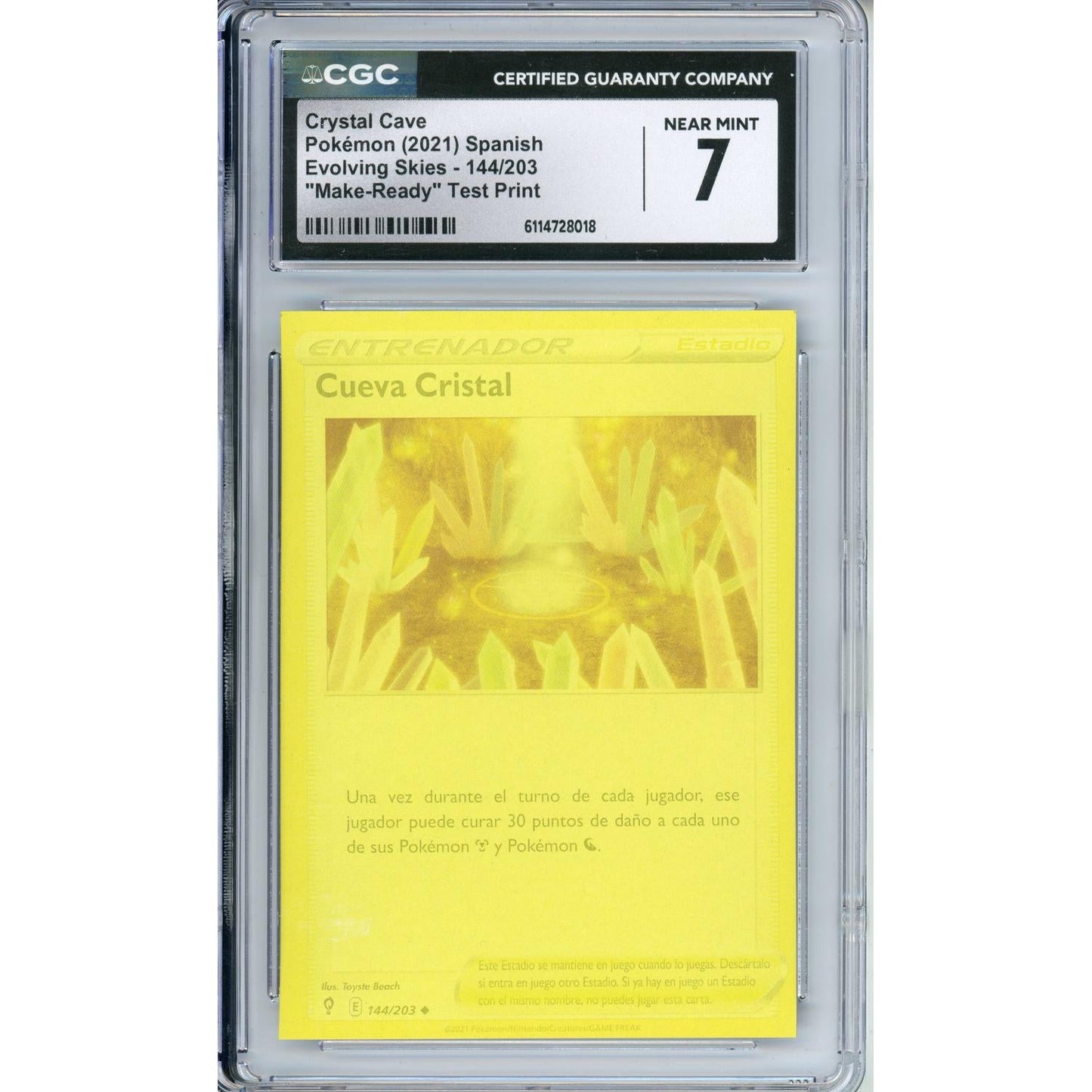 Pokemon Graded: Spanish Crystal Cave 144/203 "Make-Ready" Test Print CGC 7