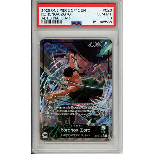 One Piece Graded: Roronoa Zoro OP12-020 Alternate Art Leader PSA 10