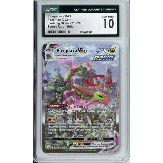 Pokemon Graded: Rayquaza VMAX 218/203 Evolving Skies (2021) Secret Rare CGC 10