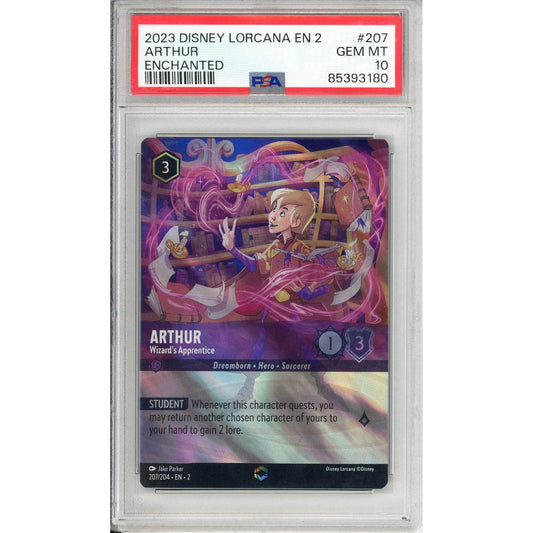 Lorcana Graded: Arthur Wizard's Apprentice 207/204 Rise of the Floodborn Foil PSA 10