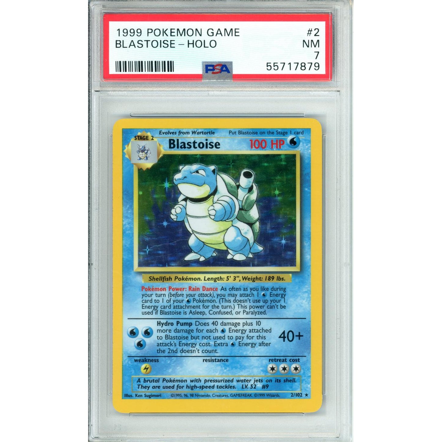 Pokemon Graded: Blastoise 2/102 Base Set (1999) Holo PSA 7