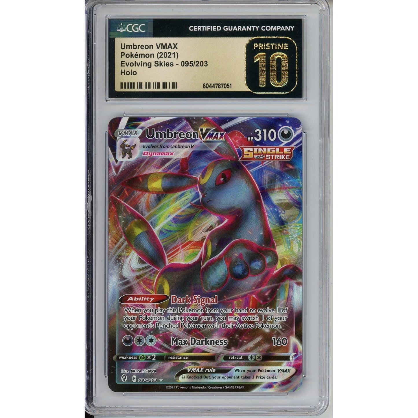 Pokemon Graded: Umbreon VMAX 95/203 Evolving Skies (2021) Holo CGC Pristine 10