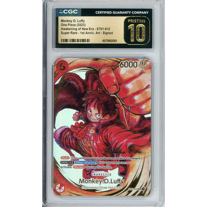 One Piece Graded: Monkey D. Luffy ST01-012 Awakening of New Era (2023) 1st Anniversary Signed CGC Pristine 10