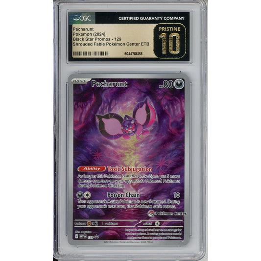 Pokemon Graded: Pecharunt #129 Shrouded Fable Pokemon Center ETB Promo (2024) Holo Stamped CGC Pristine 10