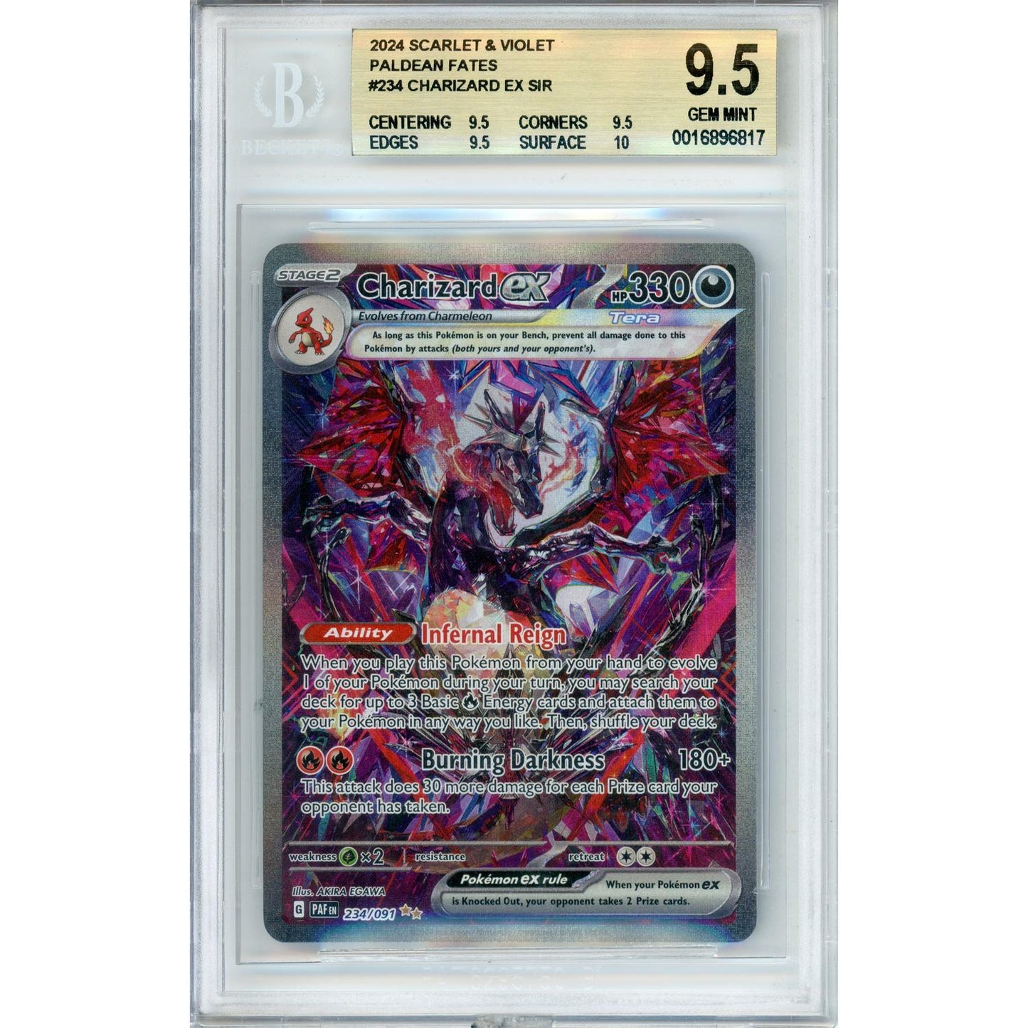 Pokemon Graded: Charizard 234/91 Paldean Fates (2024) SIR Beckett 9.5