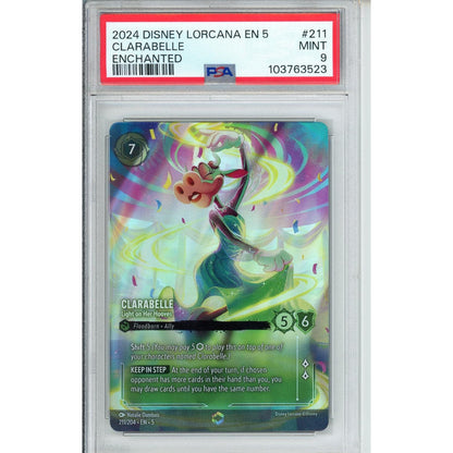 Lorcana Graded: Clarabelle Light on her Hooves Enchanted 211/204 Shimmering Skies PSA 9