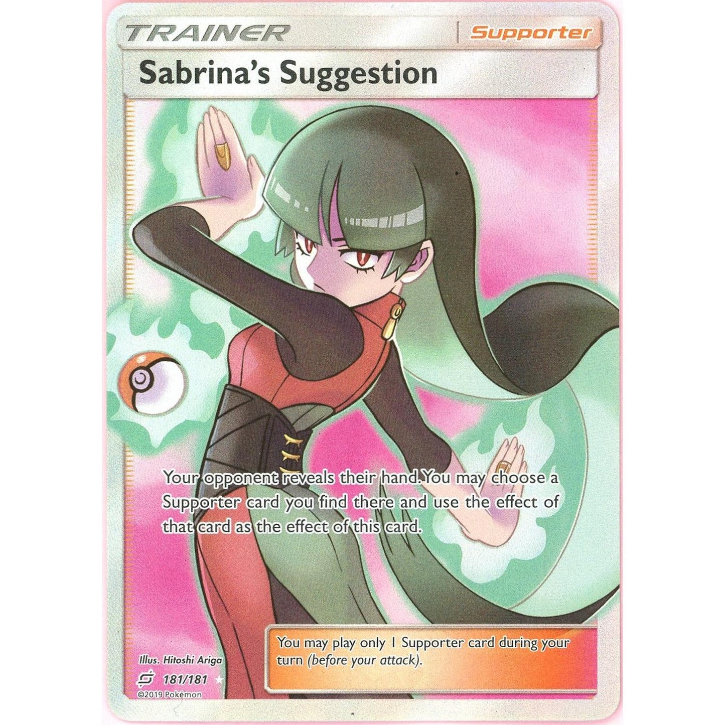 Pokemon Single: Sabrina's Suggestion 181/181 Team Up (2019) Full Art Holo NM