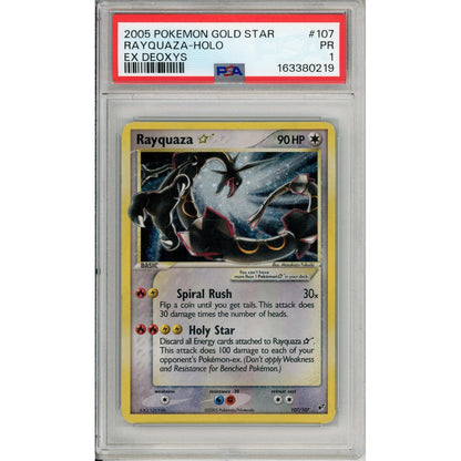 Pokemon Graded: Rayquaza Gold Star 107/107 EX Deoxys (2005) PSA 1