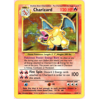 Pokemon Single: Charizard 4/102 Base Set (1999) Holo DMG