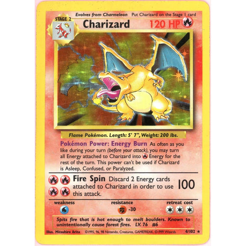 Pokemon Single: Charizard 4/102 Base Set (1999) Holo DMG
