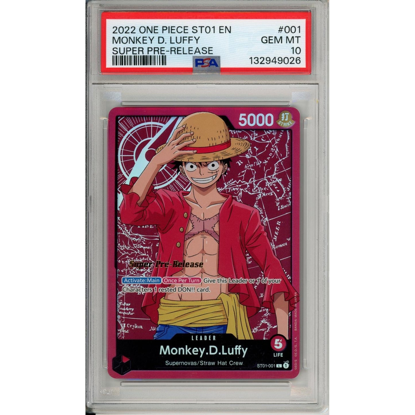 One Piece Graded: Monkey D. Luffy ST01-001 Super Pre-Release PSA 10