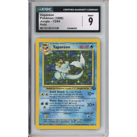 Pokemon Graded: Vaporeon 12/64 Jungle (1999) Holo CGC 9