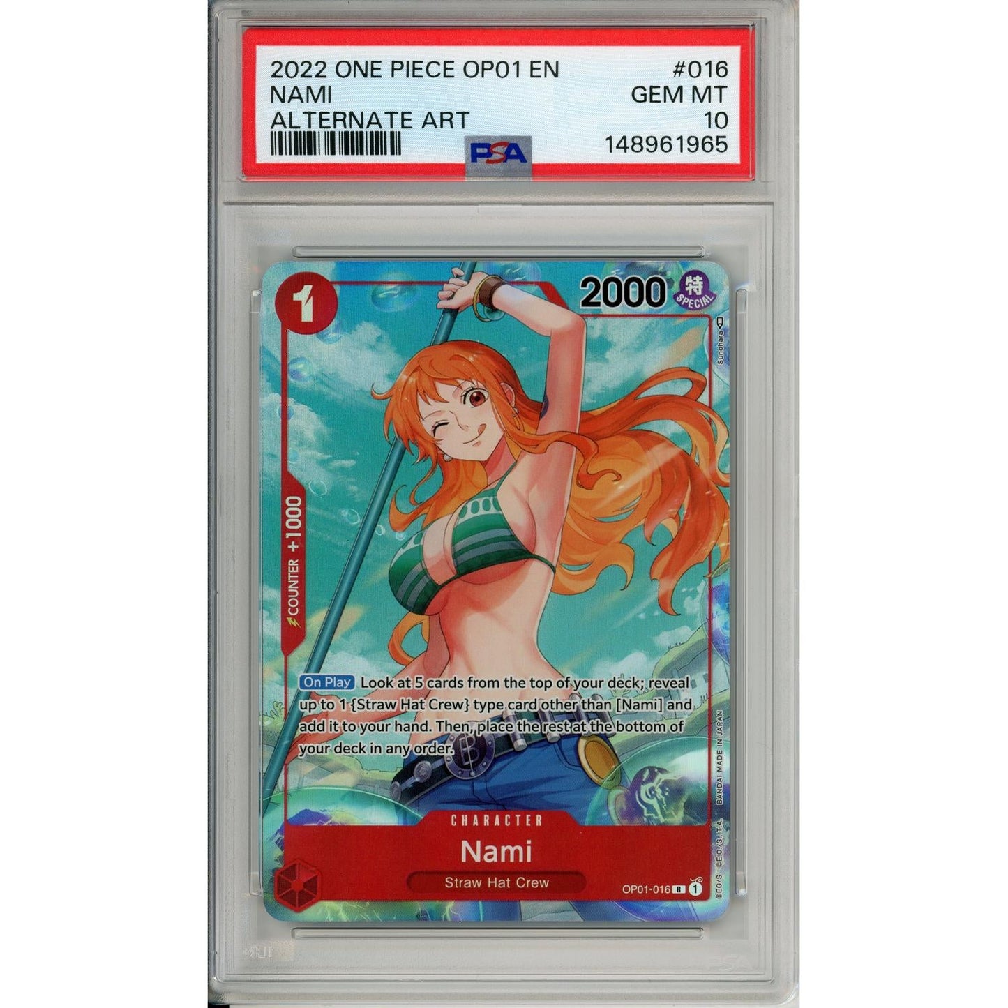 One Piece Graded: Nami OP01-016 Alt Art (2022) PSA 10