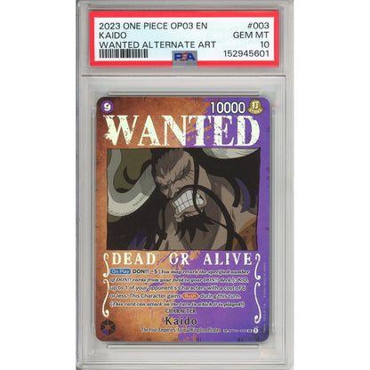 One Piece Graded: Kaido ST04-003 Pillars Of Strength Wanted Alternate Art PSA 10
