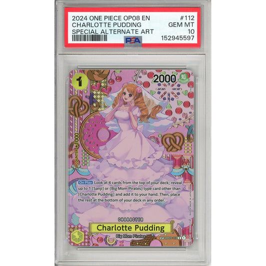One Piece Graded: Charlotte Pudding OP03-112 Pillars Of Strength Special Alternate Art PSA 10