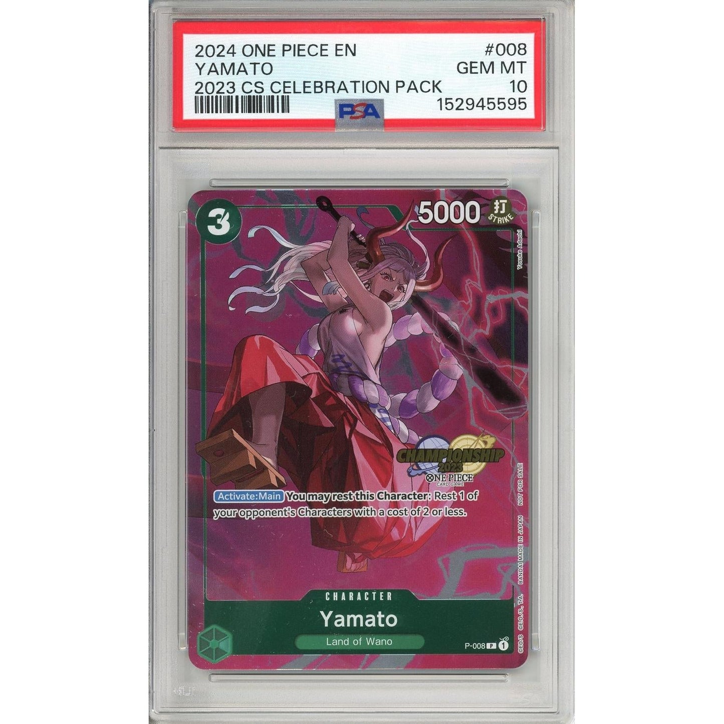 One Piece Graded: Yamato P-008 Championship 2023 Celebration Pack PSA 10